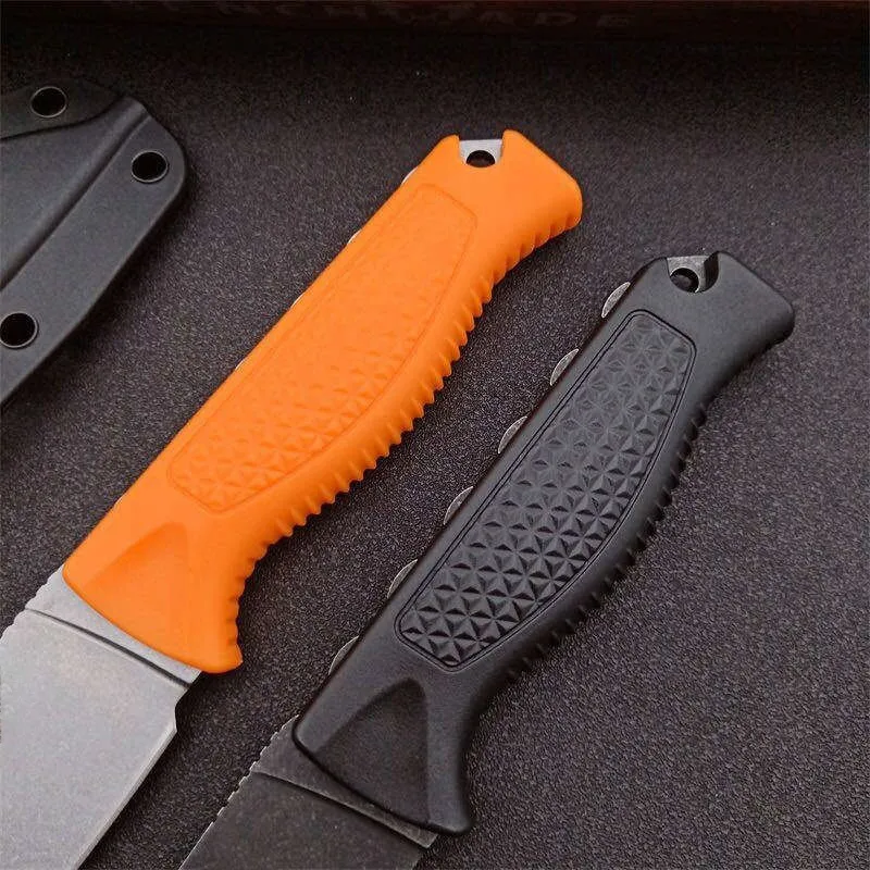 2 Modelo BM 15006 Cuchillo táctico de hoja fija Steep Country Hoja lavada a la piedra Mango de santopreno Caza al aire libre Sup