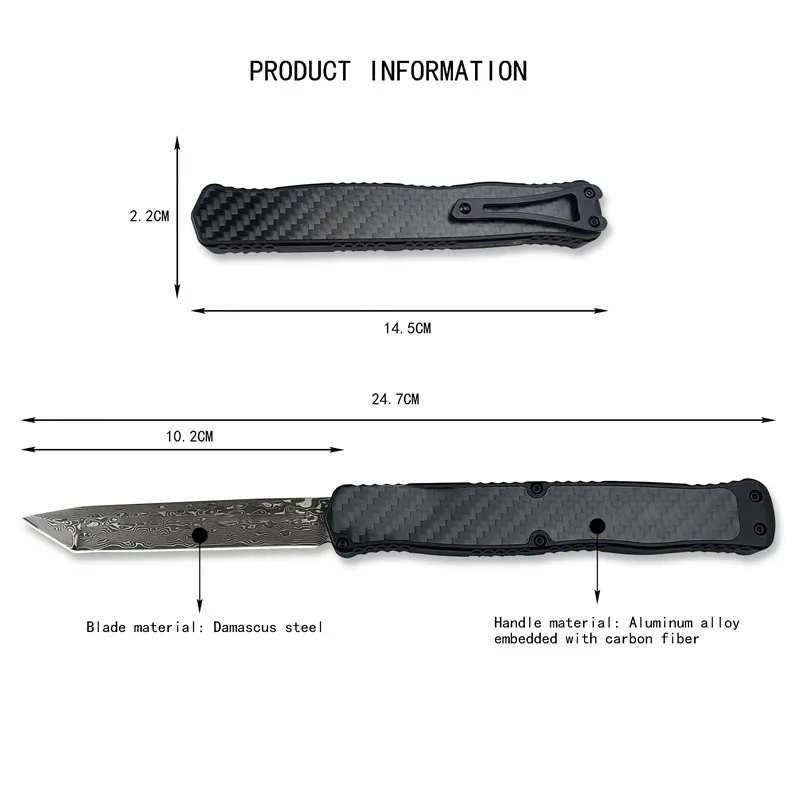 2024 NUEVO CLERICO HERETICO II Cuchillo táctico asistido Cuchillos de bolsillo de bolsillo Alta rigidez Damasco Cuchillo EDC Her