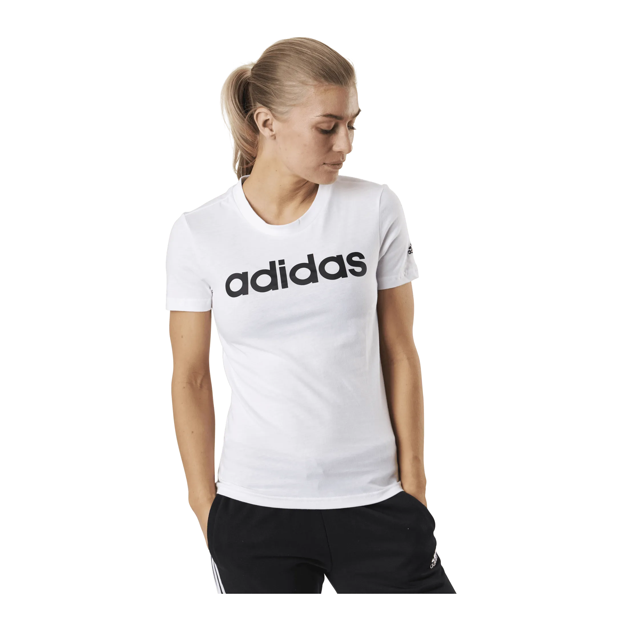 ADIDAS ESSENTIALS SLIM LOGO TSHIRT WHITE / BLACK