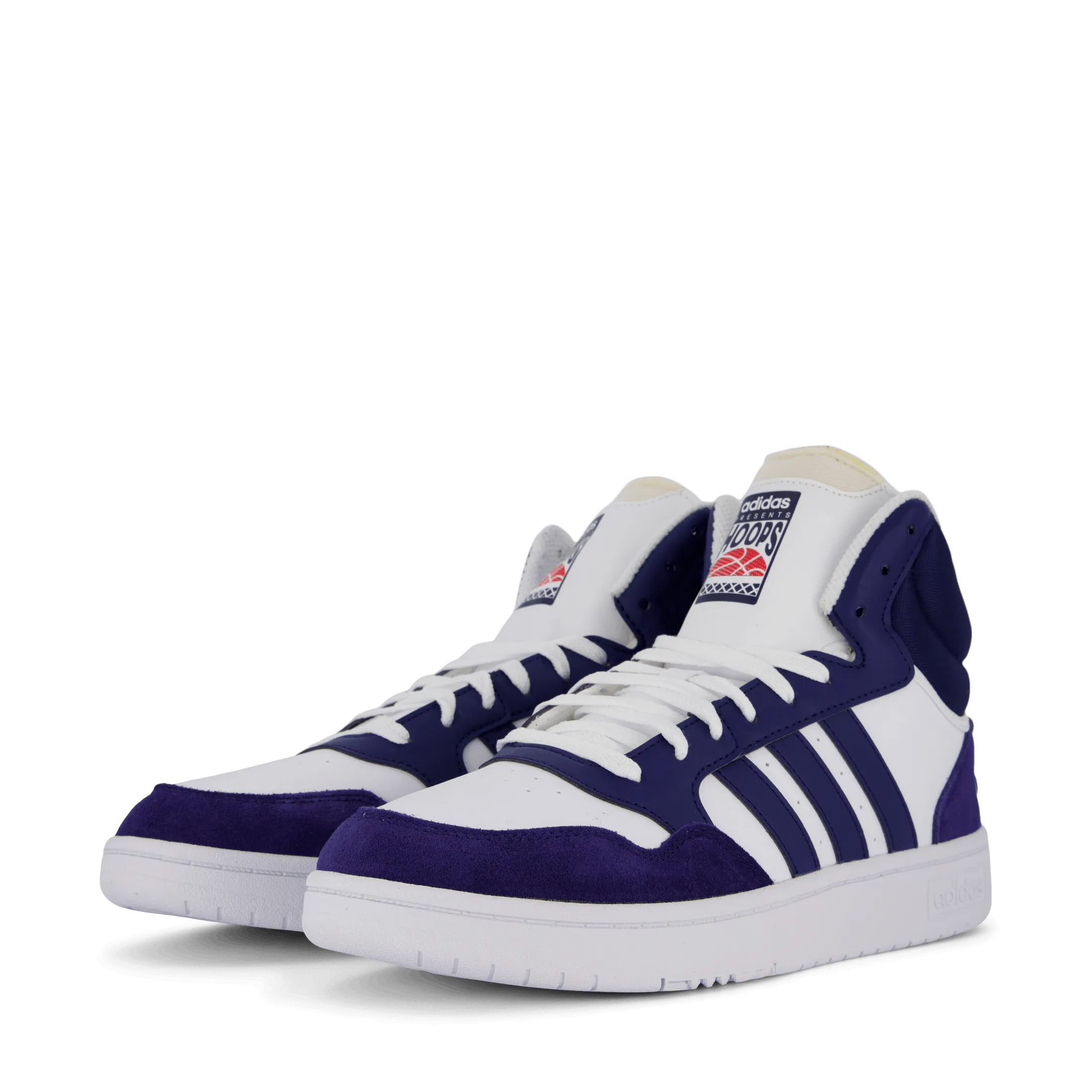 Adidas Hoops 3 Mid Lifestyle Basketball Classic Vintage Shoes Cloud White / Dkblue / Dkblue
