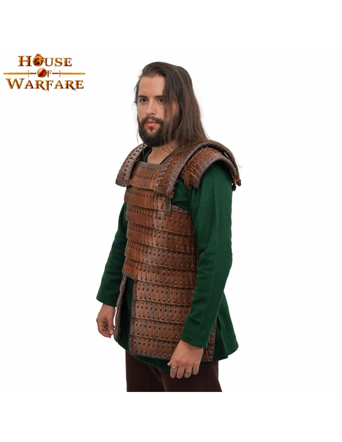 Armadura Vikinga lamelar en cuero marrón
