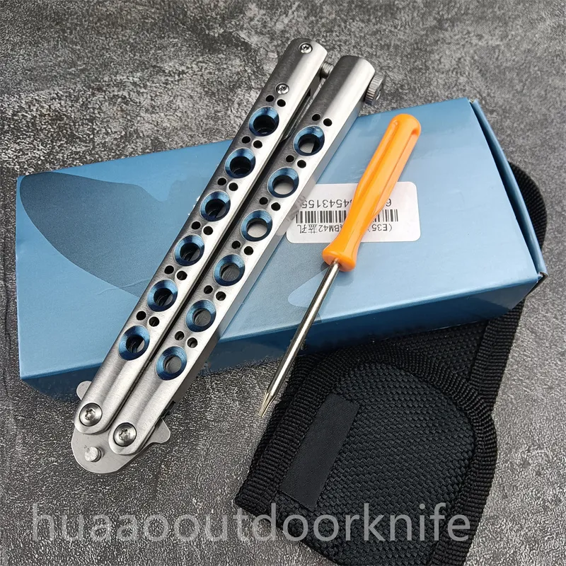 BALISONG THEONECUCHILLO CLáSICO CON AGUJERO AZUL BM42/BM43, ACCESORIO OSCILANTE CNC, HOJA 440C, BM535, BM537, BM46, BM47, BM49,