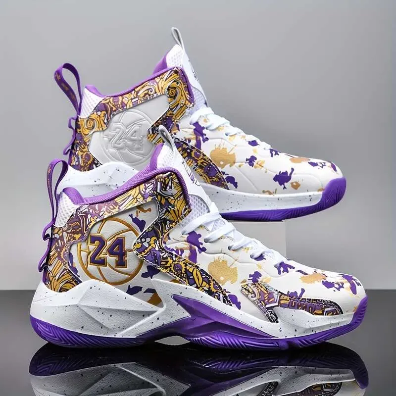 Baloncesto alto de moda masculino cómodo con encaje sin deslizamiento de zapatos deportivos duraderos, adecuados para actividade