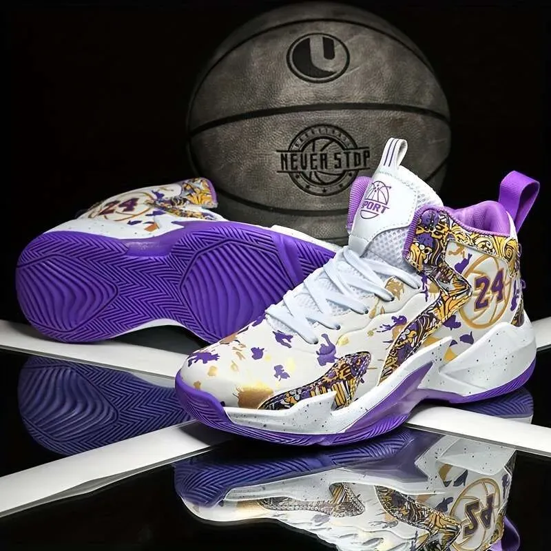 Baloncesto alto de moda masculino cómodo con encaje sin deslizamiento de zapatos deportivos duraderos, adecuados para actividade