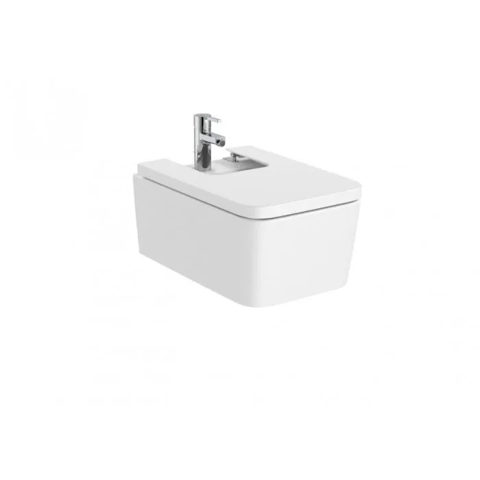 Bidé suspendido con tapa amortiguada Blanco mate Inspira Square Roca