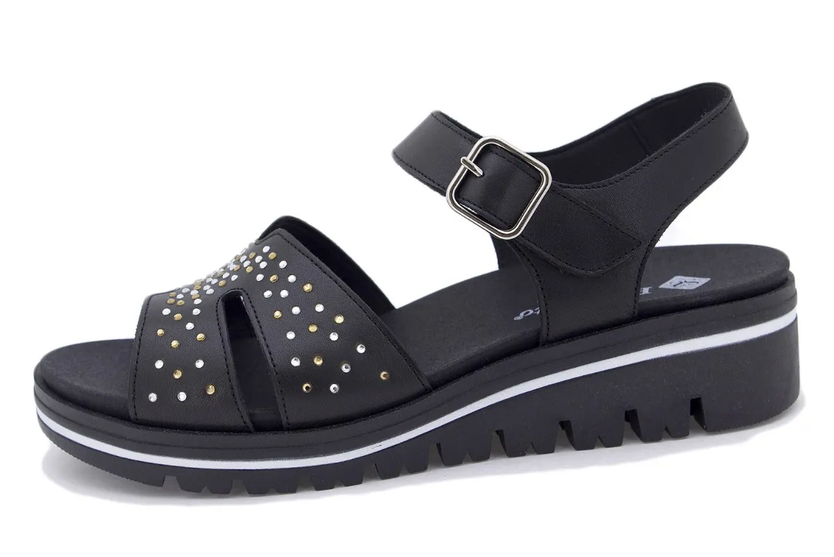 Black Leather Removable Insole Sandal