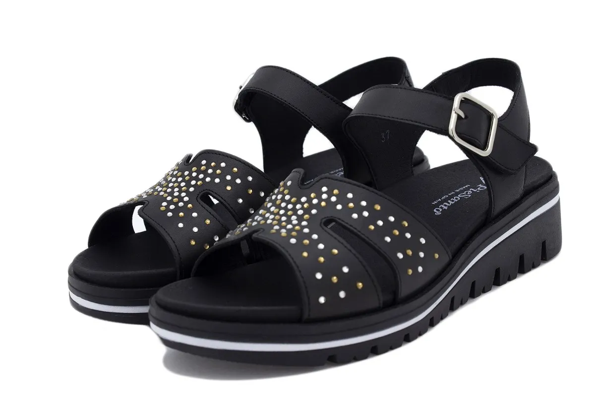 Black Leather Removable Insole Sandal