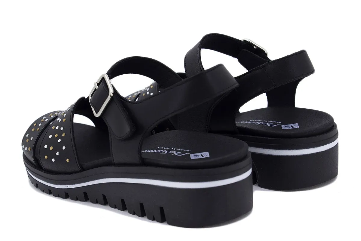Black Leather Removable Insole Sandal