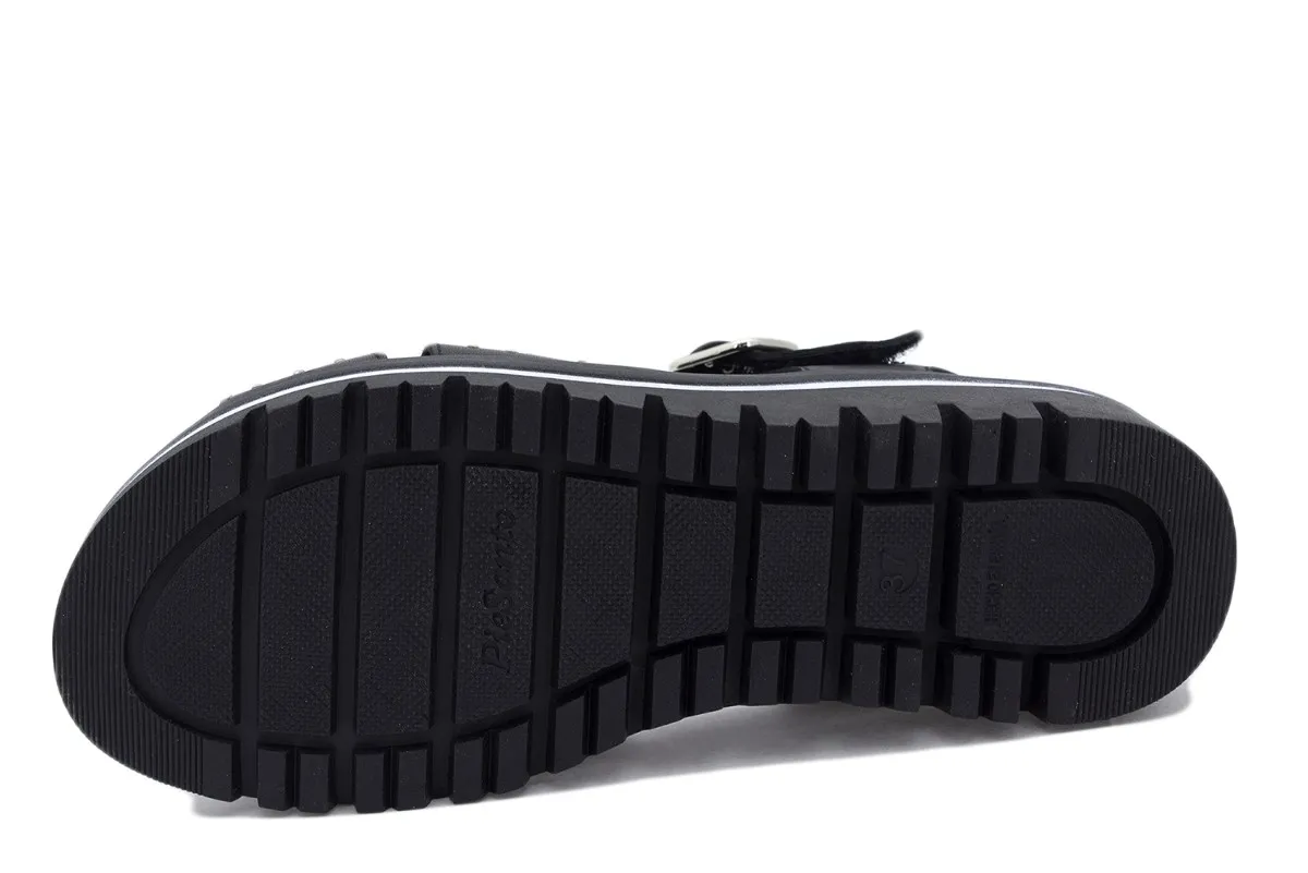 Black Leather Removable Insole Sandal