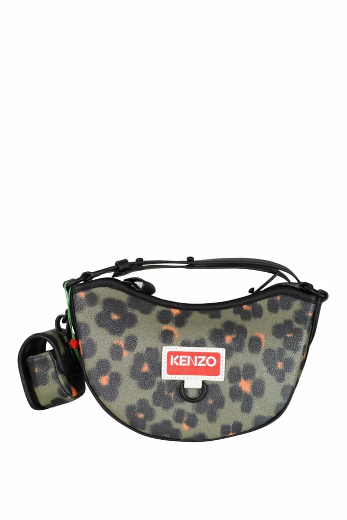 Bolso de hombro con estampado leopardo verde y naranja