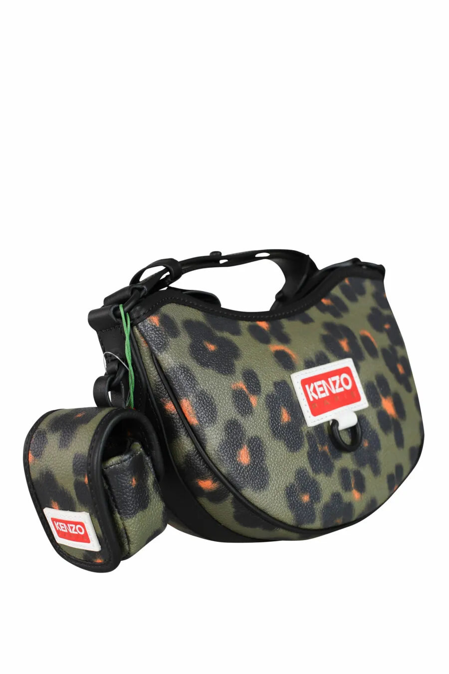 Bolso de hombro con estampado leopardo verde y naranja