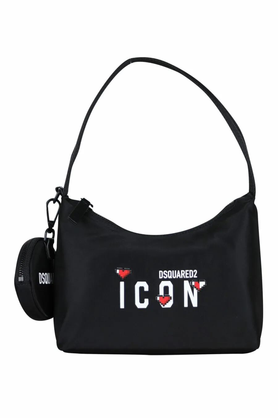 Bolso de hombro negro con logo 