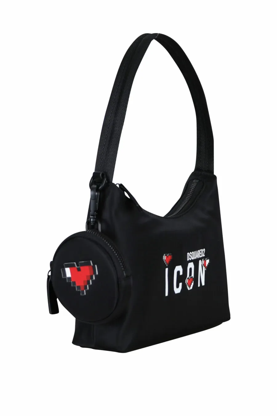 Bolso de hombro negro con logo 