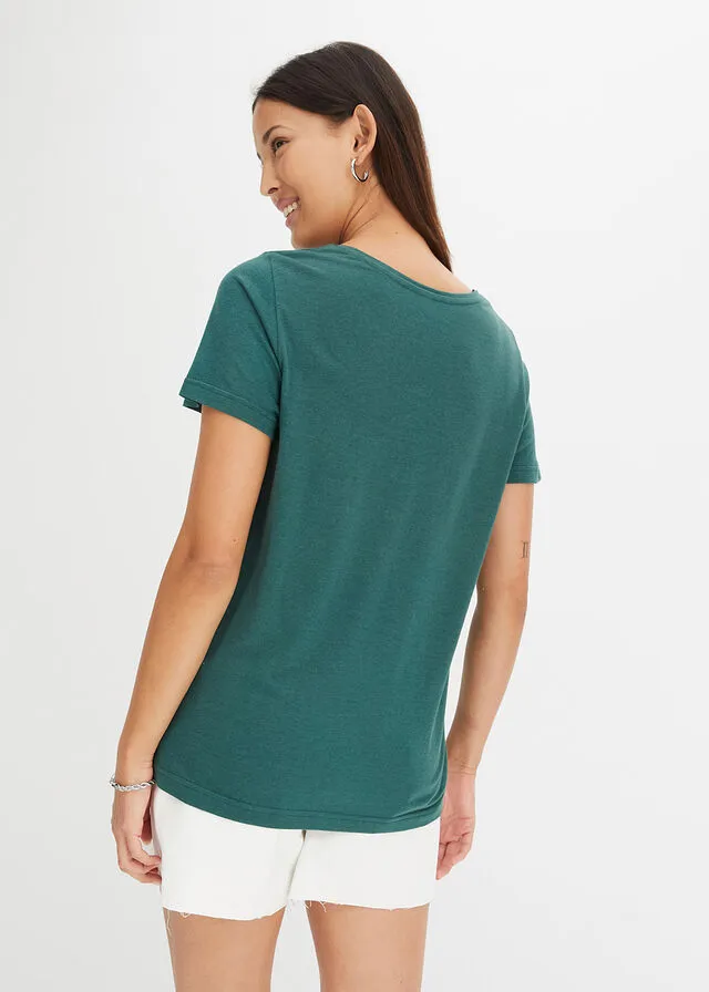 Camiseta con botones verde mate