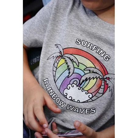 Camiseta Mini Raimbow Waves Heather Grey 