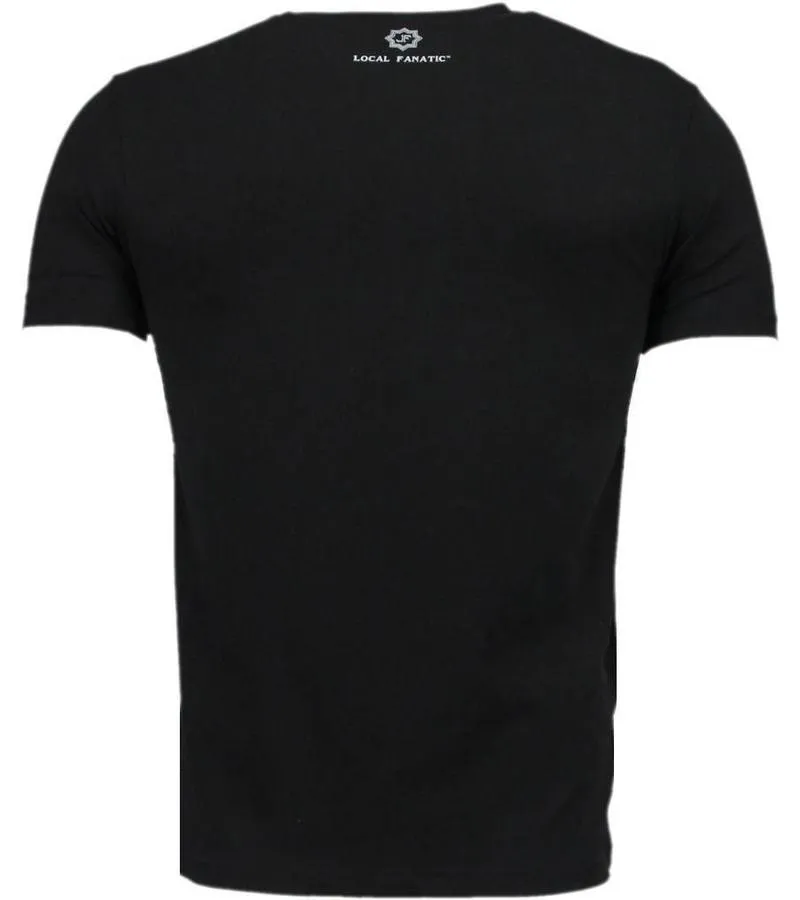 CAMISETAS  TONY MONTANA DIGITAL RHINESTONE CAMISETAS PERSONALIZADAS  NEGRO