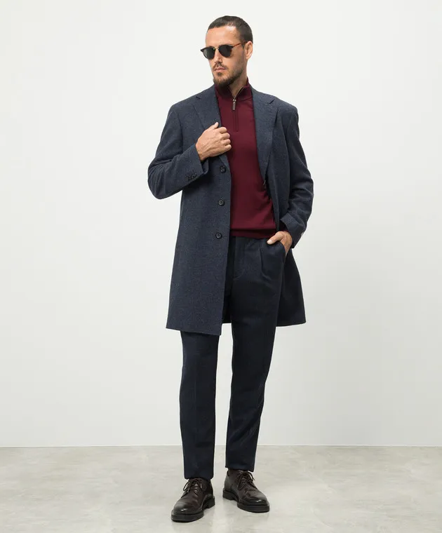 Canali Burgundy jumper made of merino wool