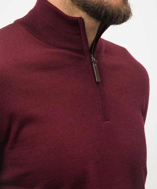 Canali Burgundy jumper made of merino wool