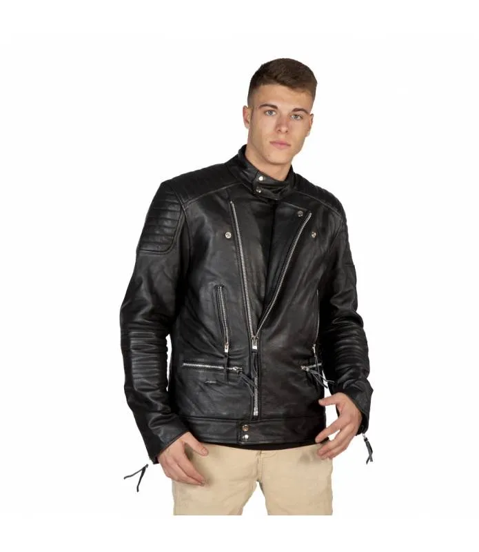CHAQUETA CUERO HOMBRE CRUZADA CON PROTECCIONES NEWROCK NRLMJ027S2