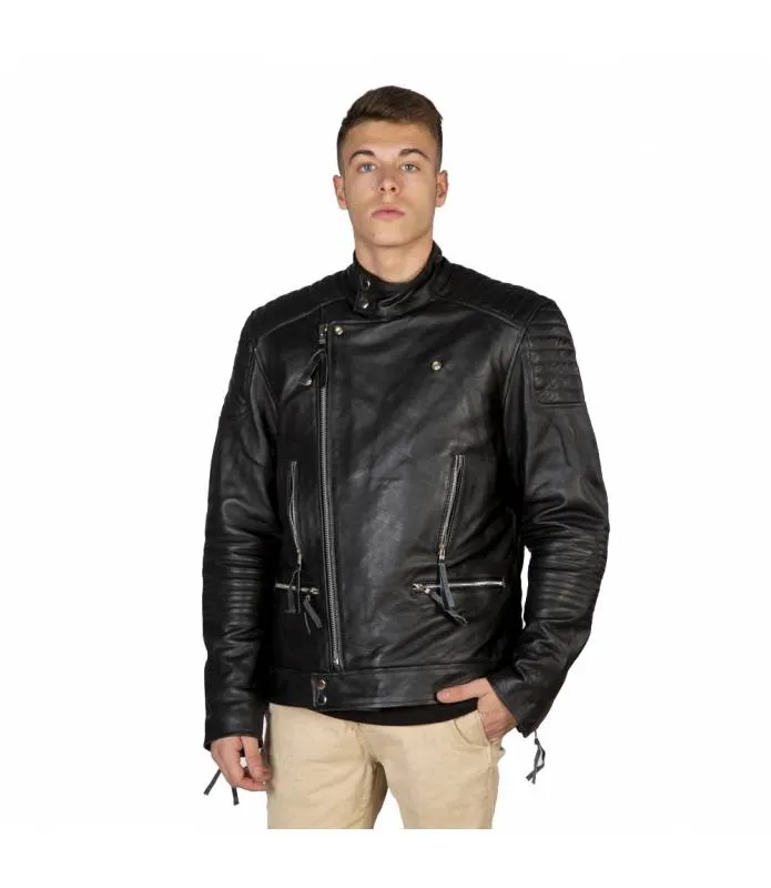 CHAQUETA CUERO HOMBRE CRUZADA CON PROTECCIONES NEWROCK NRLMJ027S2