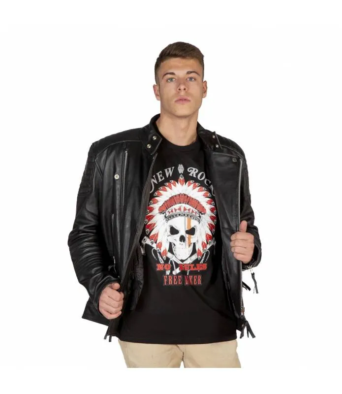 CHAQUETA CUERO HOMBRE CRUZADA CON PROTECCIONES NEWROCK NRLMJ027S2