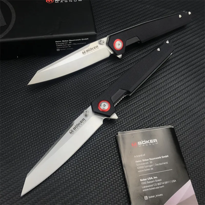 Cuchillo plegable Boker Boker de venta caliente 440B Hoja afilada G10 Manijas Tácticas Tácticas EDC Campos de bolsillo Camping H