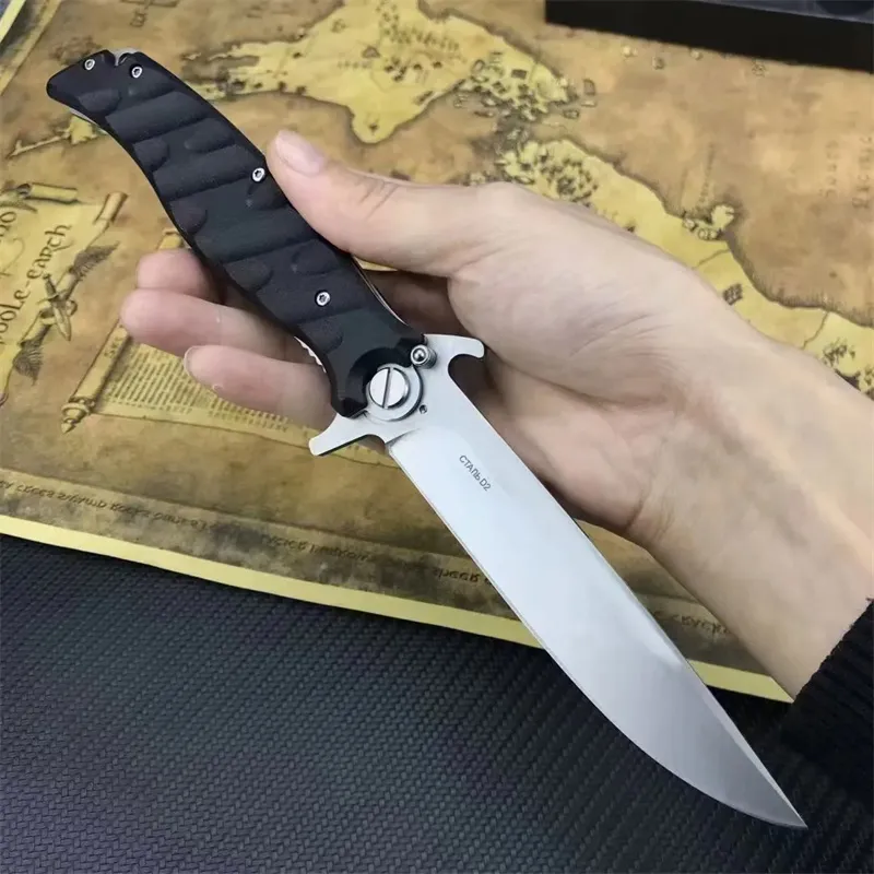Cuchillo plegable táctico HOCK de estilo ruso de mayor calidad, hoja satinada de acero D2, mango G10, cuchillo multiherramienta 