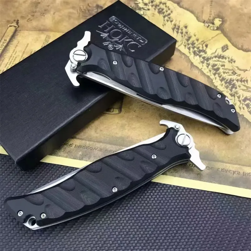 Cuchillo plegable táctico HOCK de estilo ruso de mayor calidad, hoja satinada de acero D2, mango G10, cuchillo multiherramienta 