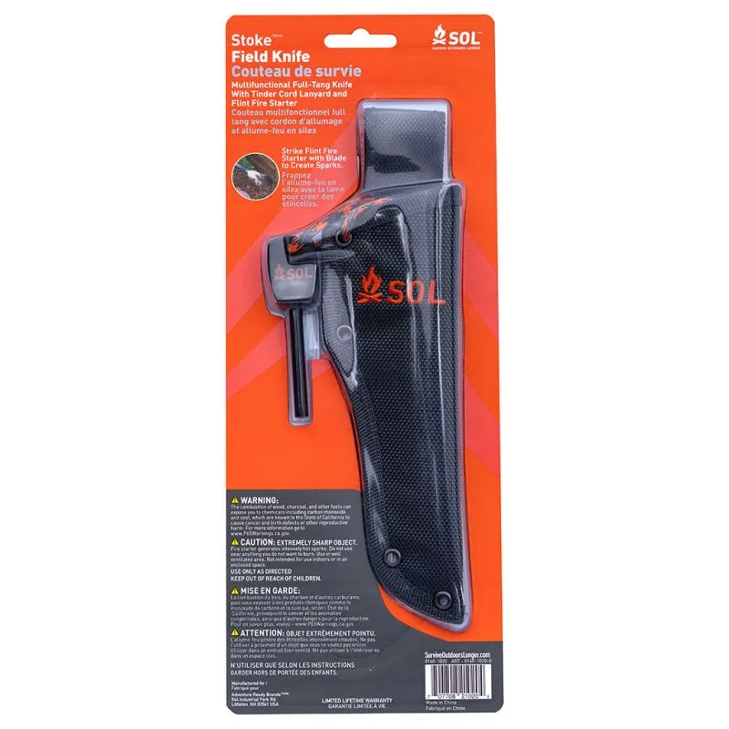 Cuchillo Sol Cuchillo de campo Stoke + Flint (naranja/negro)