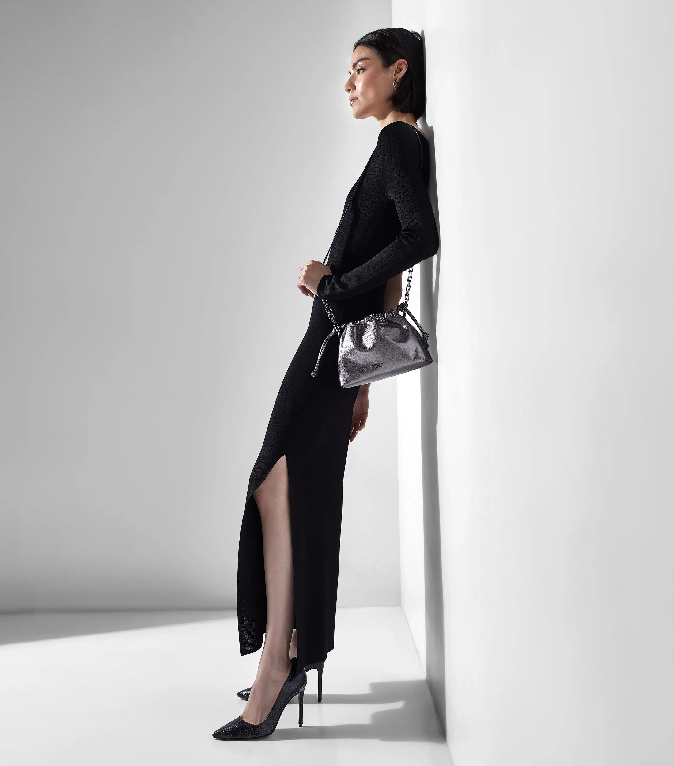 DHierro Bolso crossbody en piel plateado Platón Mujer