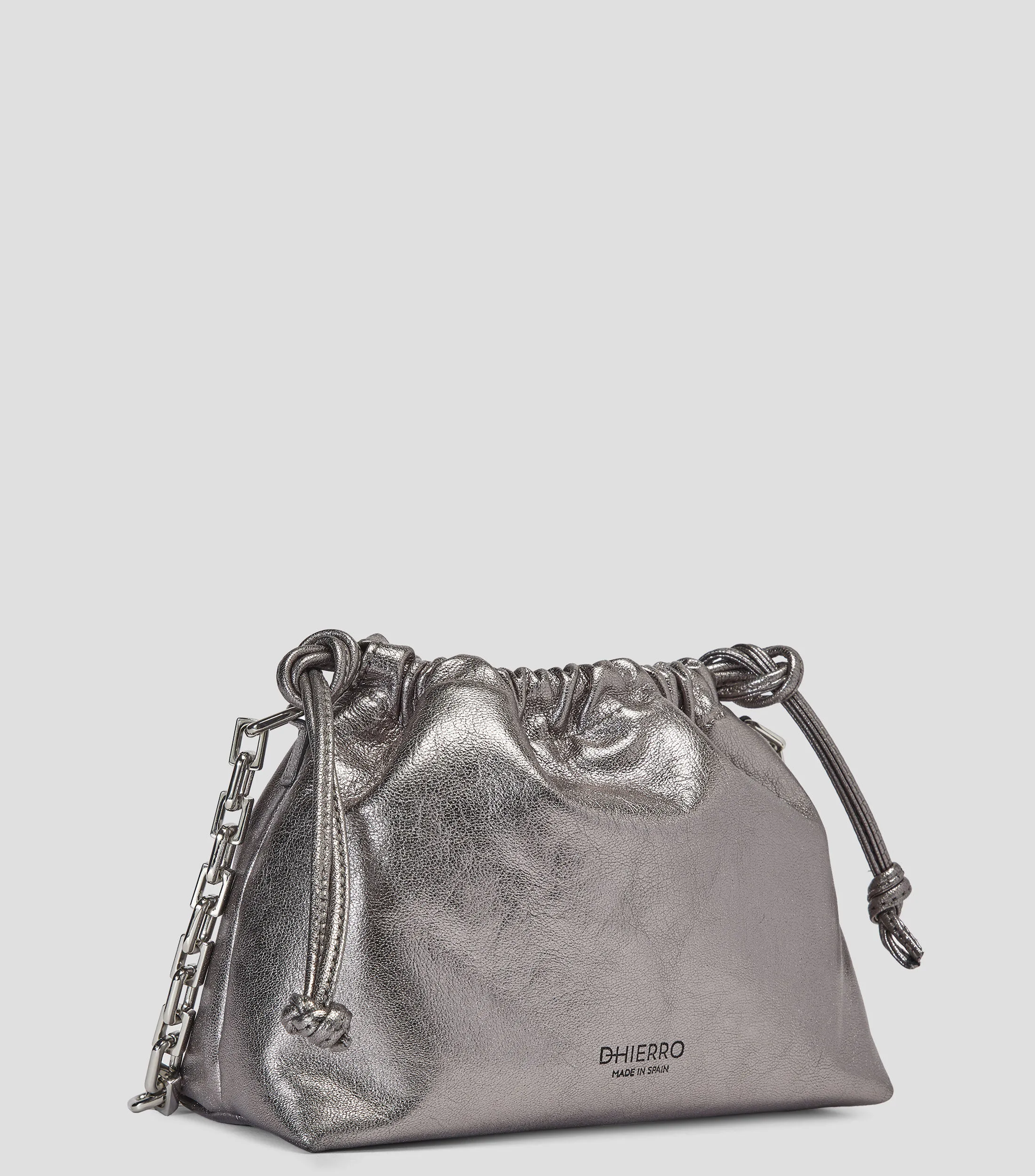 DHierro Bolso crossbody en piel plateado Platón Mujer