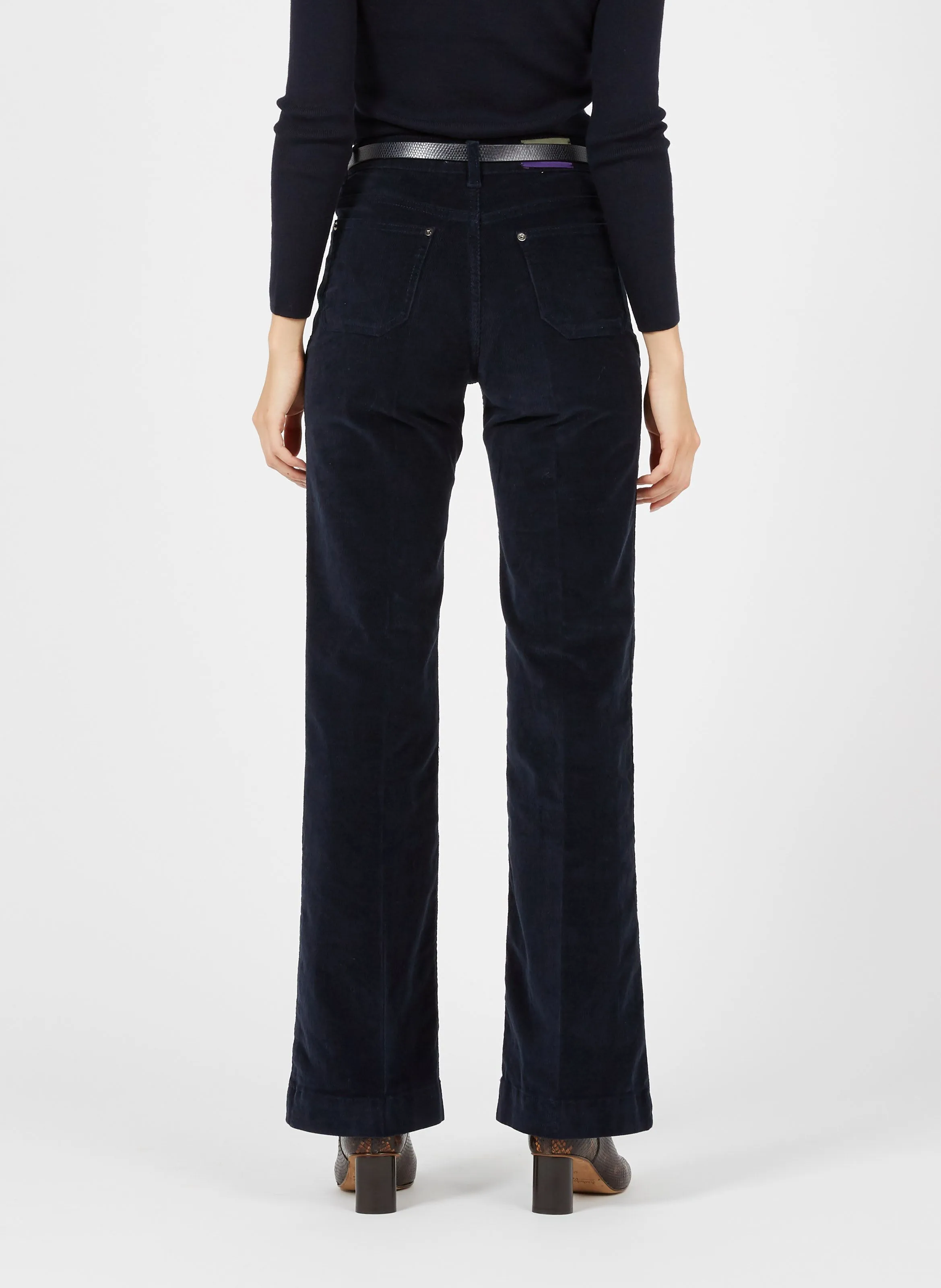 DOMPAY  PANTALóN EVASé DE CANALé DE MEZCLA DE ALGODóN EN AZUL