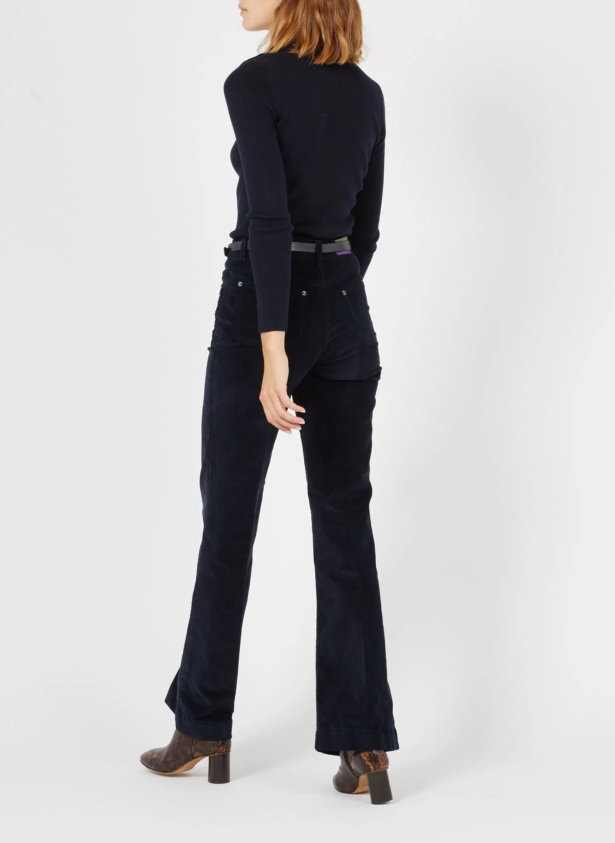 DOMPAY  PANTALóN EVASé DE CANALé DE MEZCLA DE ALGODóN EN AZUL