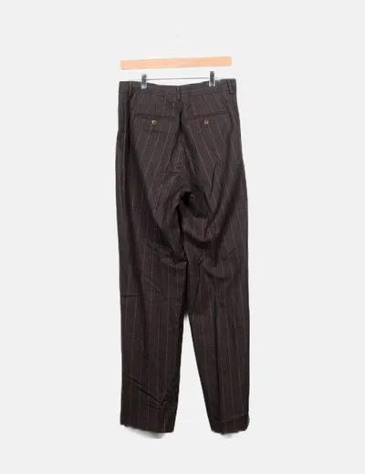 Etro Traje americana y pantalón gris detalle raya rosa