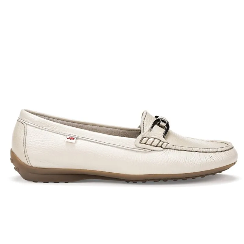 FLUCHOS Bruni F0804 Taupe y azul Mocasín adorno metal mujer