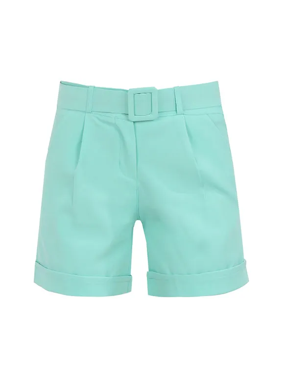 Frenetika Pantalón corto de mujer con cinturón y puño.