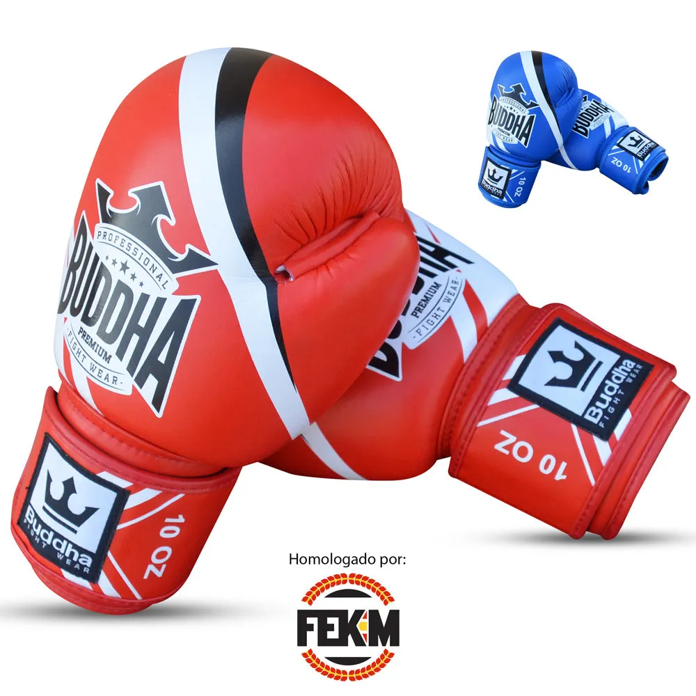 Guantes de Competición Homologados Boxeo Muay Thai Kick Boxing Fighter Rojo