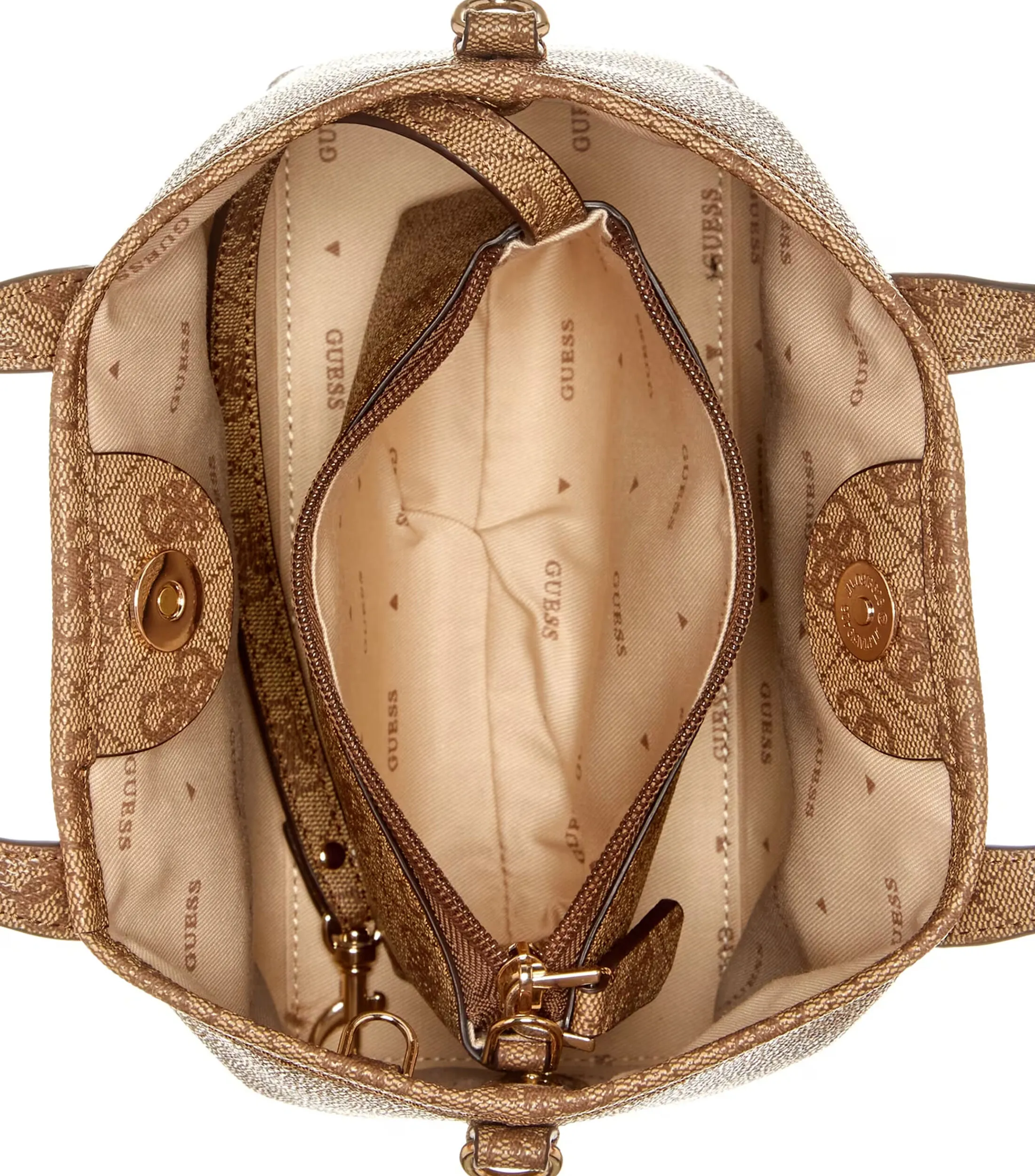 Guess Bolso mini tote café Latona Quattro G estampado Mujer