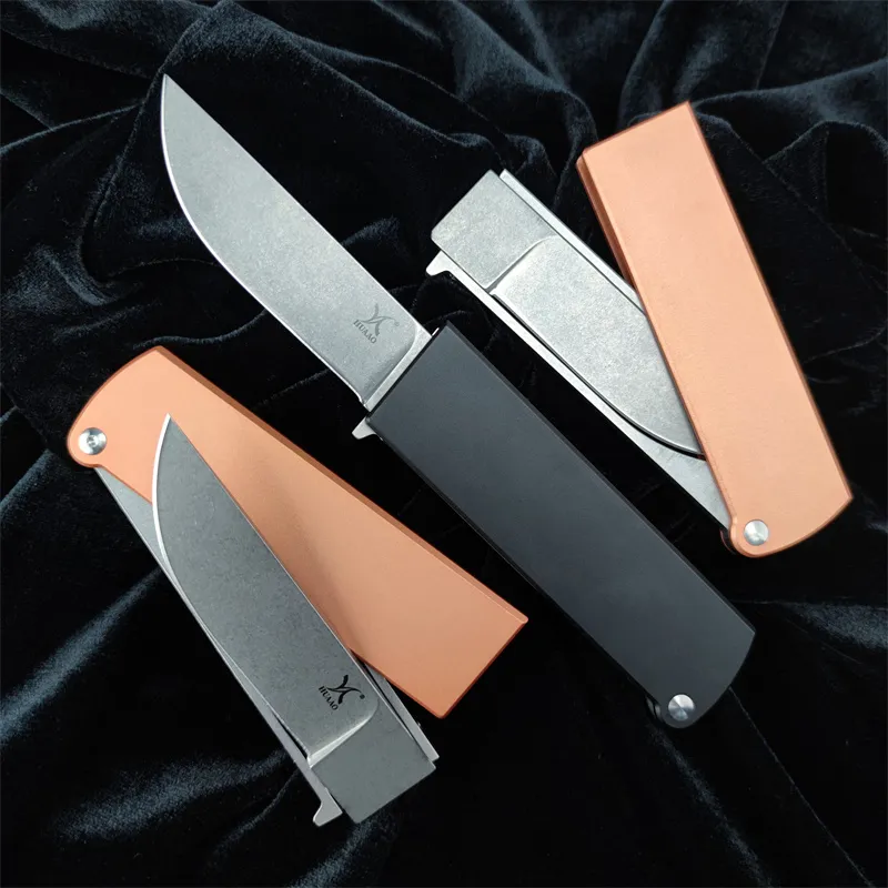 HUAAO Cuchillo plegable de bolsillo multifunción con hoja D2, mango de aleación de aluminio, Navajas de bolsillo de rábano por g