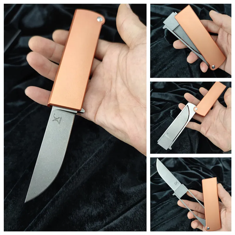 HUAAO Cuchillo plegable de bolsillo multifunción con hoja D2, mango de aleación de aluminio, Navajas de bolsillo de rábano por g