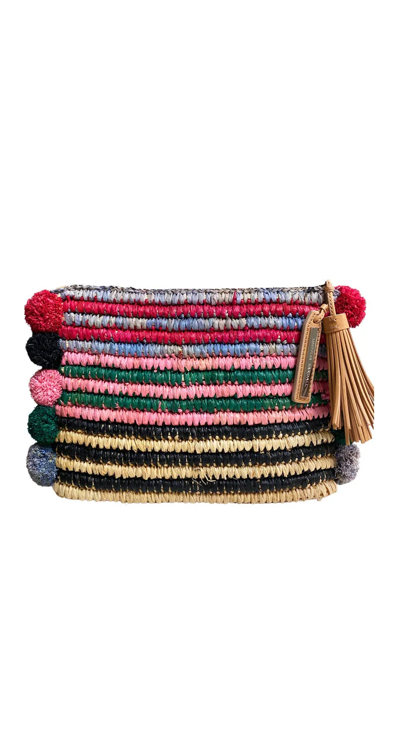 LOEFFLER RANDALL Raffia Tassle Clutch Bag