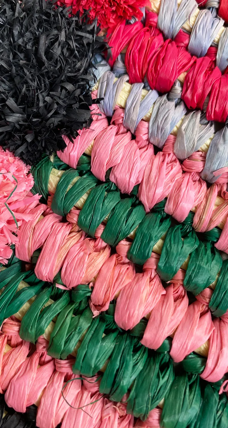 LOEFFLER RANDALL Raffia Tassle Clutch Bag