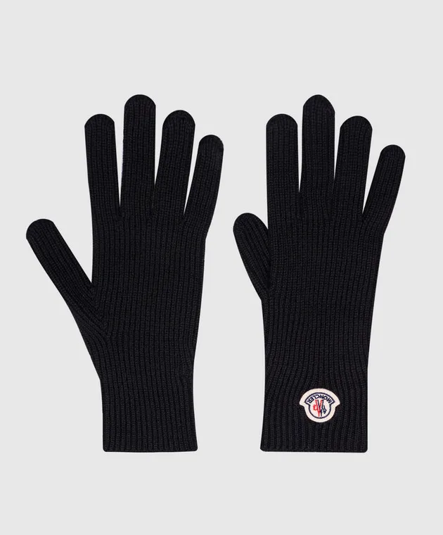 Moncler Black gloves made of wool