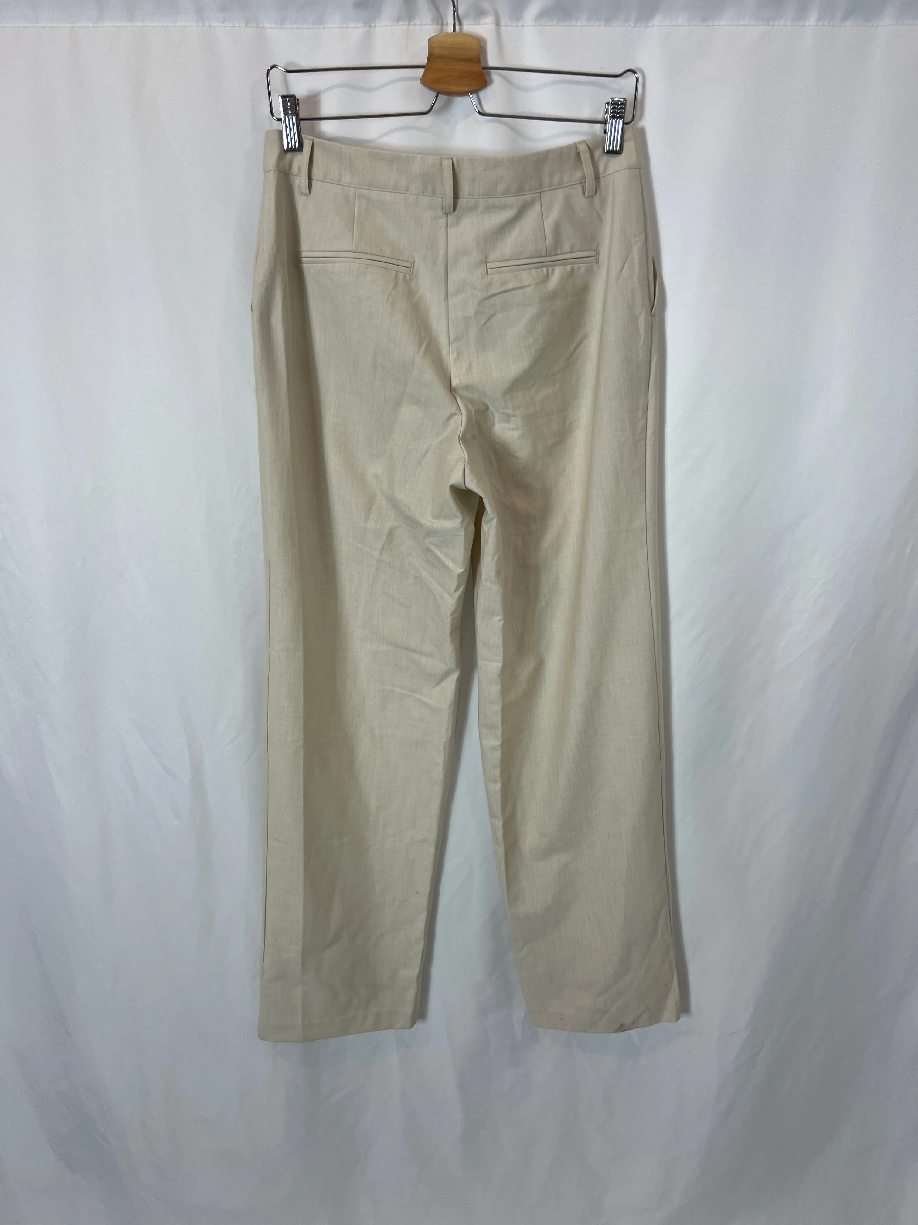 NAKD. PANTALóN BEIGE ANCHO FLUIDO T.36