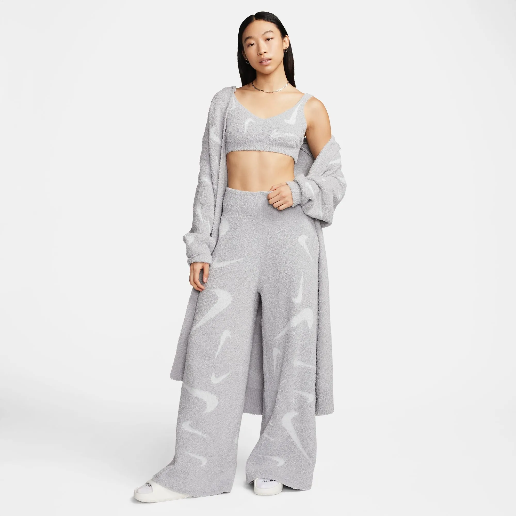 Nike W Nsw Cozy Logo Aoj Knit Pant Lt Smoke Grey/Photon Dust