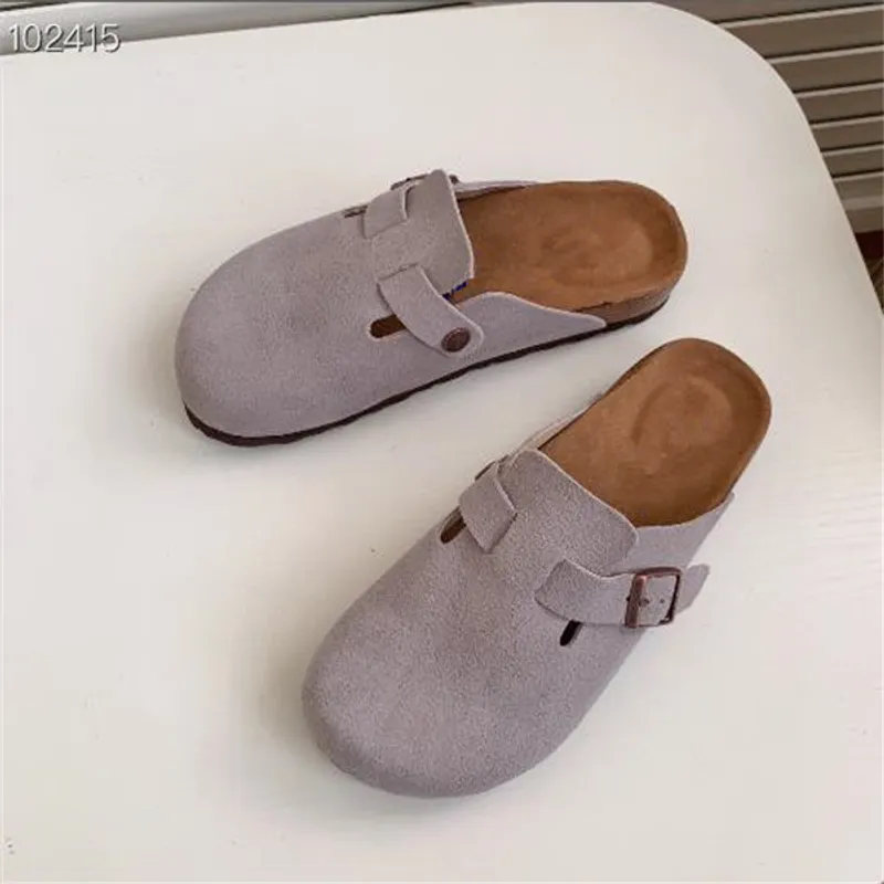 Nueva bolsa de cuero Boston, zapatillas de corcho para tirar de la cabeza, zapatillas antideslizantes de verano para mujer y hom