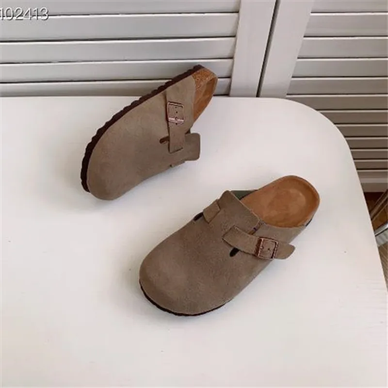 Nueva bolsa de cuero Boston, zapatillas de corcho para tirar de la cabeza, zapatillas antideslizantes de verano para mujer y hom