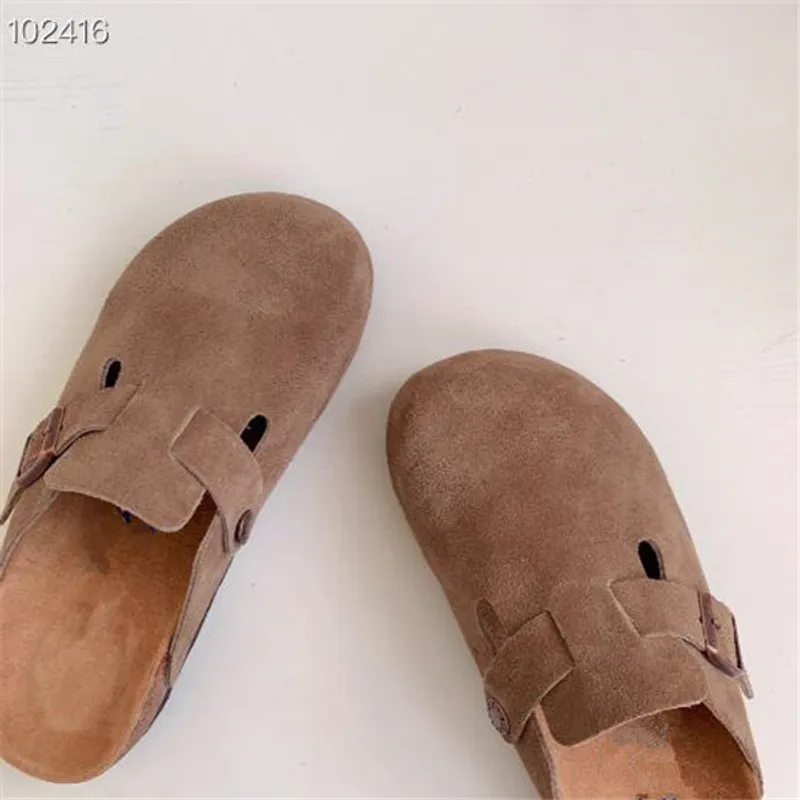 Nueva bolsa de cuero Boston, zapatillas de corcho para tirar de la cabeza, zapatillas antideslizantes de verano para mujer y hom