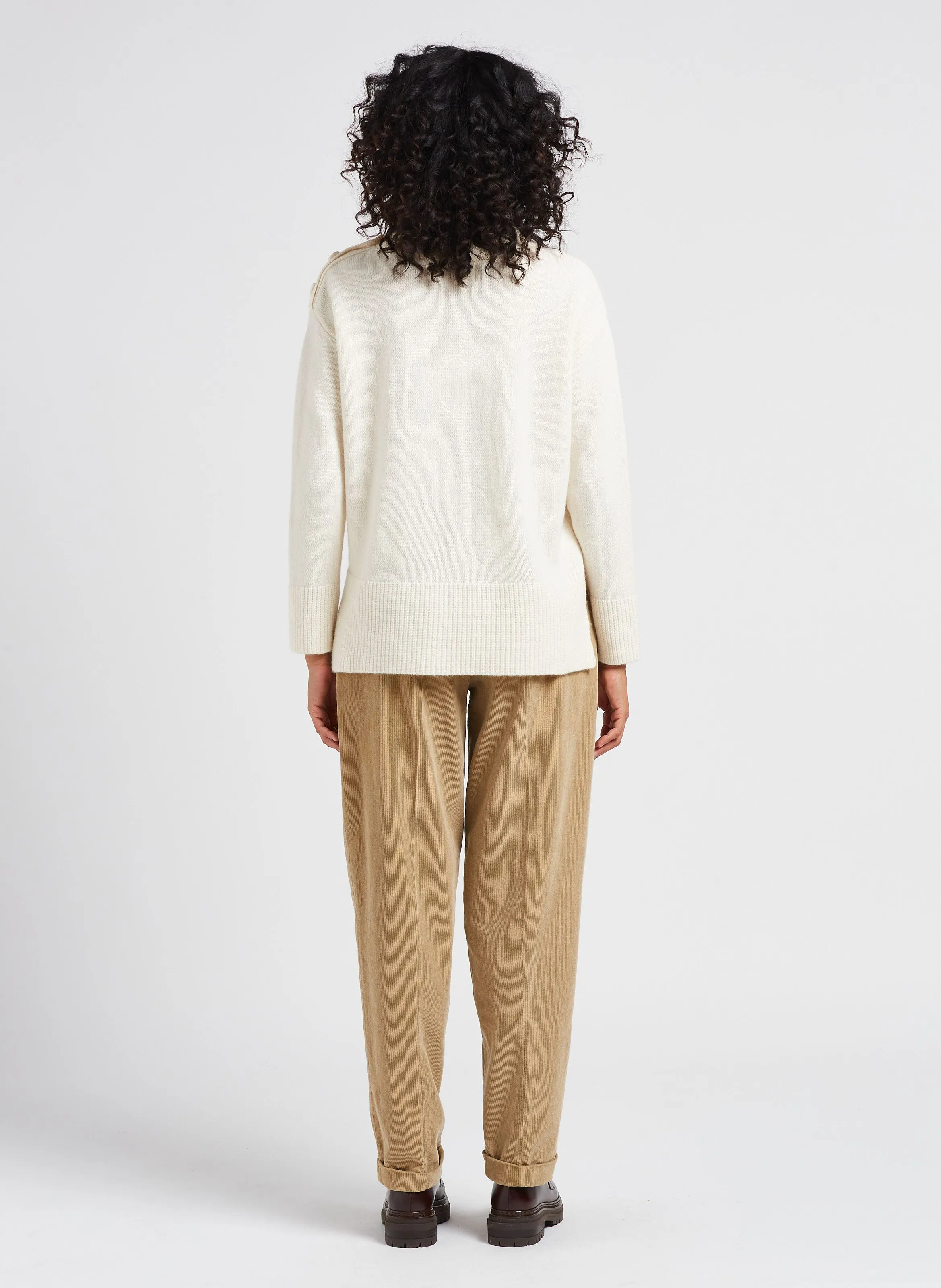 Pantalón tapered de pana de algodón en marron