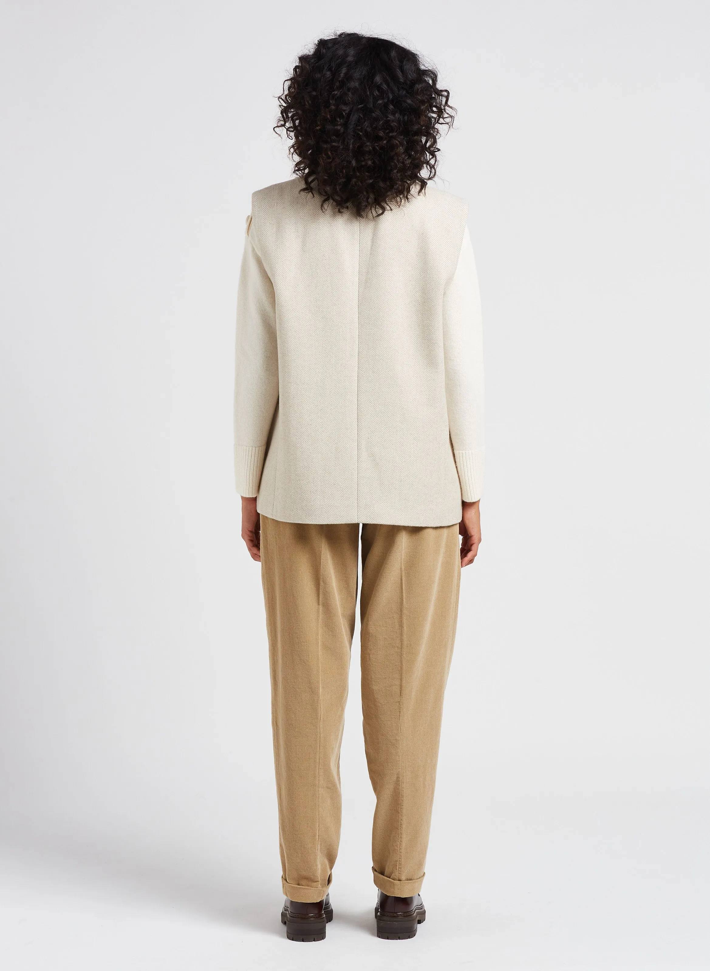 Pantalón tapered de pana de algodón en marron